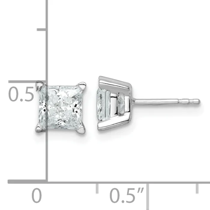 Earrings 14k White Gold 2 ctw Certified Lab Grown Diamond VSSI G Princess 4 Prong Heavy Wt Stud Earrings Goldia