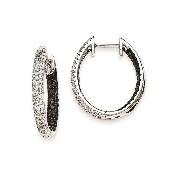 Earrings 14k White Gold Black u0026 White Real Diamond InOut Hoop Earrings Goldia Earrings 14k White Gold Black u0026 White Real Diamond InOut Hoop Earrings Goldia