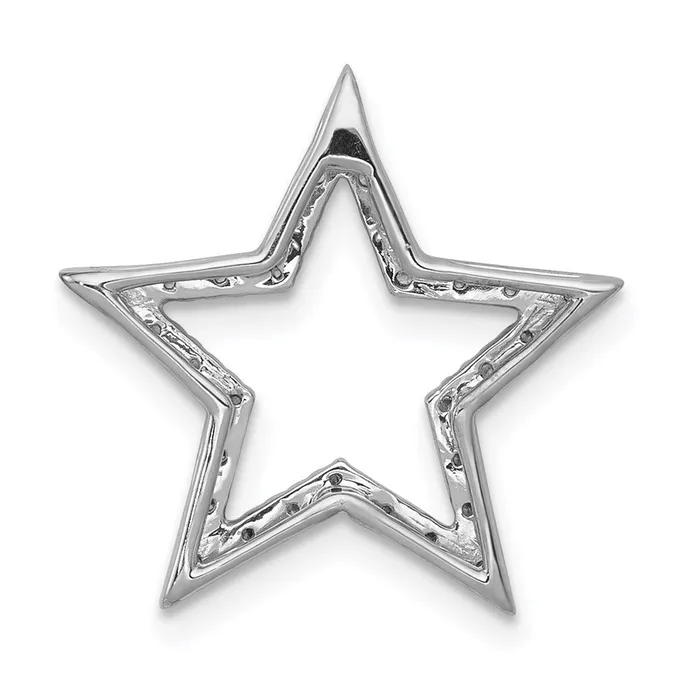 Earrings 14k White Gold Real Diamond Star Chain Slide Goldia