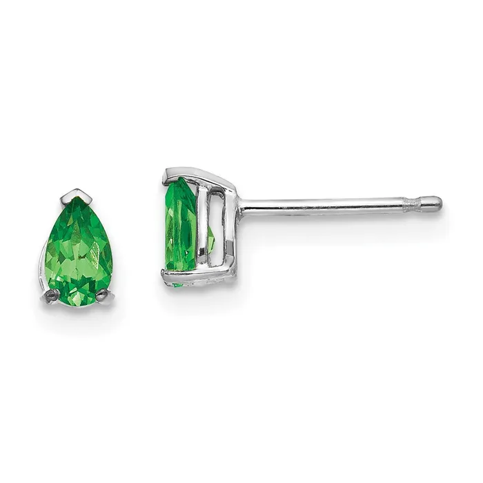 Earrings 14k White Gold Tsavorite Earrings Goldia