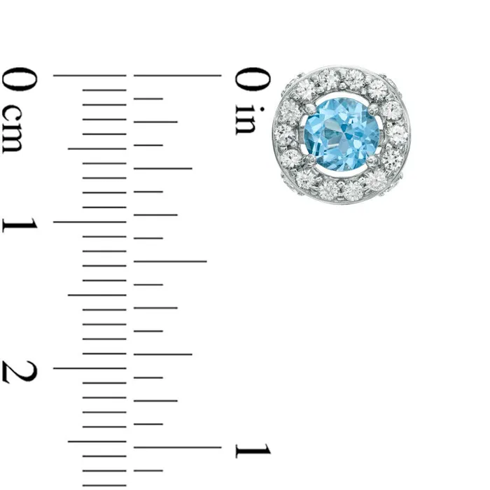 Earrings 50mm Swiss Blue Topaz and LabCreated White Sapphire Stud Earrings in Sterling Silver Goldia Earrings 50mm Swiss Blue Topaz and LabCreated White Sapphire Stud Earrings in Sterling Silver Goldia