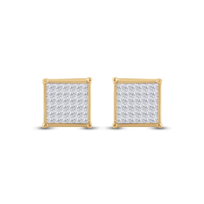 Earrings gndatlanta 14k Yellow Gold Princess Diamond Square Earrings 12 Cttw