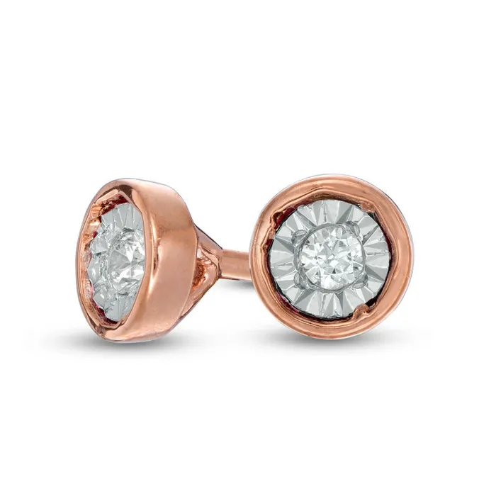 Earrings Goldia 005 CT TW Diamond Solitaire Stud Earrings in 10K Rose Gold