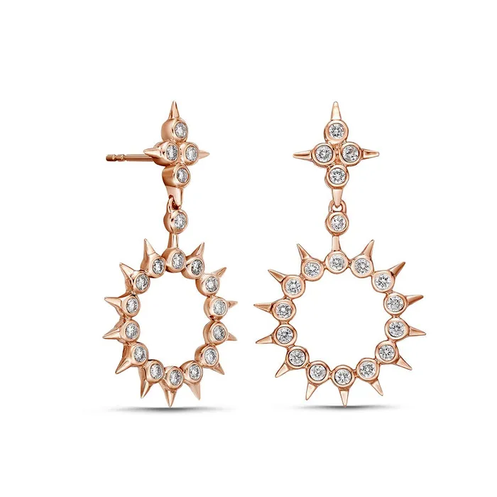 Earrings Goldia 05 CT TW Diamond Spikes Open Circle Drop Earrings in 10K Rose Gold Earrings Goldia 05 CT TW Diamond Spikes Open Circle Drop Earrings in 10K Rose Gold