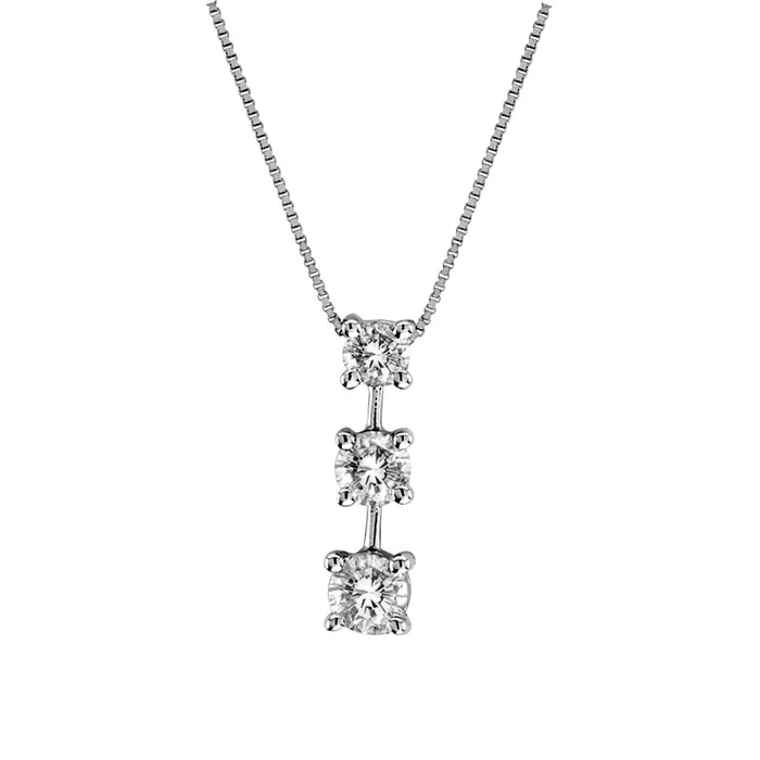 Earrings Goldia 05 CT TW Natural Diamond Linear Three Stone Drop Pendant in 14K White Gold Earrings Goldia 05 CT TW Natural Diamond Linear Three Stone Drop Pendant in 14K White Gold
