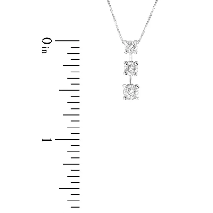 Earrings Goldia 05 CT TW Natural Diamond Linear Three Stone Drop Pendant in 14K White Gold Earrings Goldia 05 CT TW Natural Diamond Linear Three Stone Drop Pendant in 14K White Gold