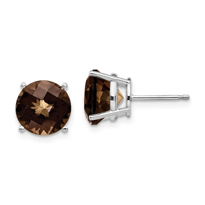 Earrings Goldia 14k White Gold 10mm Round CheckerCut Smok Yellow Gold Quartz Earrings Earrings Goldia 14k White Gold 10mm Round CheckerCut Smok Yellow Gold Quartz Earrings