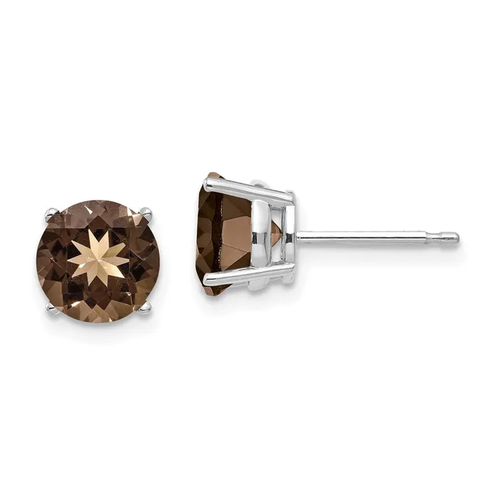 Earrings Goldia 14k White Gold 7mm Round Smok Yellow Gold Quartz Earrings