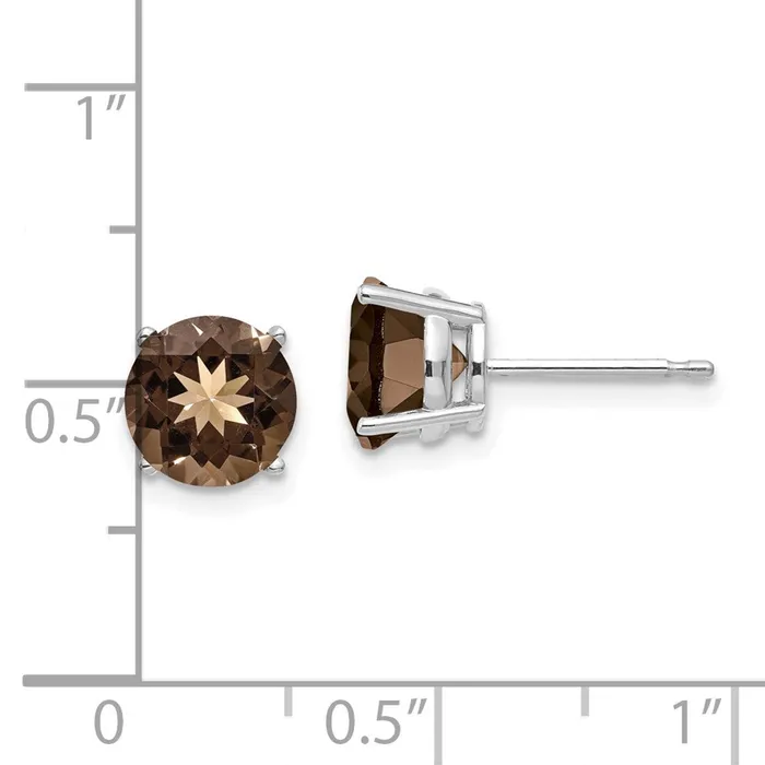 Earrings Goldia 14k White Gold 7mm Round Smok Yellow Gold Quartz Earrings