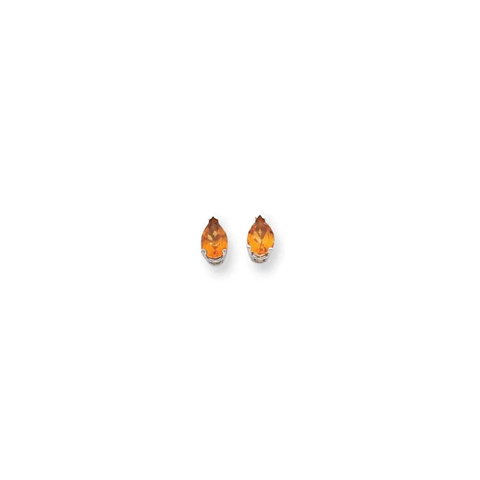 Earrings Goldia 14k White Gold 7x5mm Pear Citrine Checker Earrings