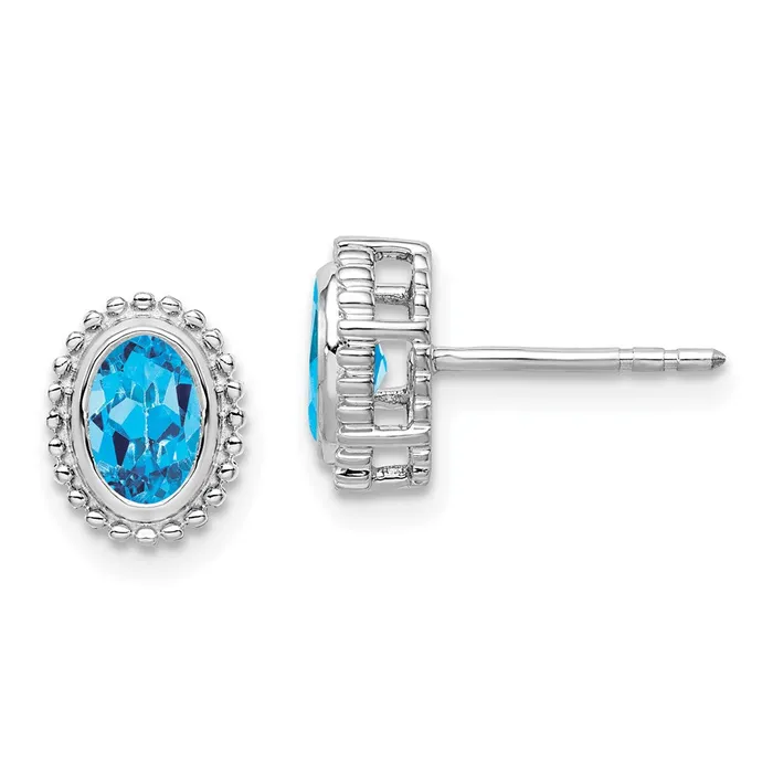 Earrings Goldia 14k White Gold Oval Blue Topaz Post Earrings