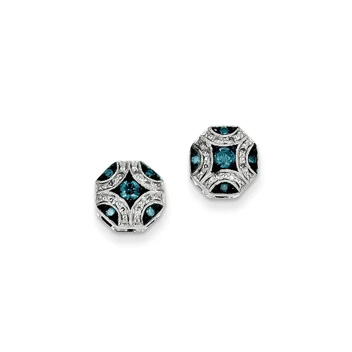 Earrings Goldia 14k White Gold White Blue Diamond Post Earrings