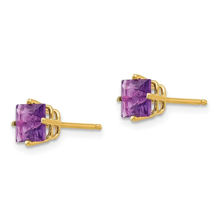 Earrings Goldia 14k Yellow Gold 5mm Princess Cut Amethyst Earrings