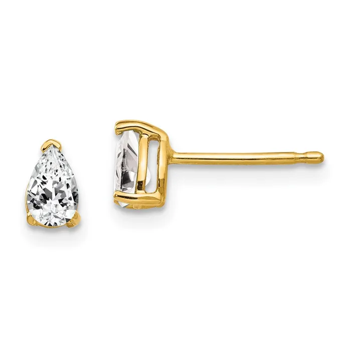 Earrings Goldia 14k Yellow Gold 5x3mm Pear Cubic Zirconia Earrings