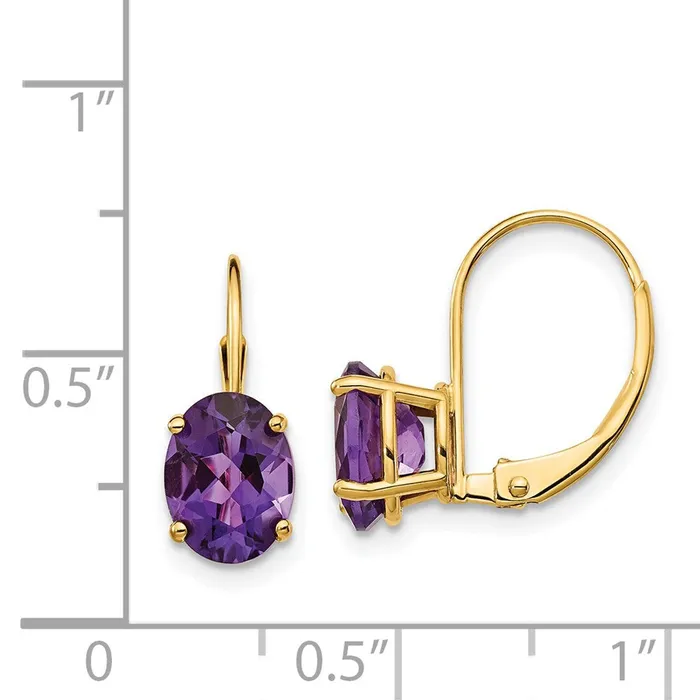 Earrings Goldia 14k Yellow Gold 8x6mm Oval Amethyst Leverback Earrings