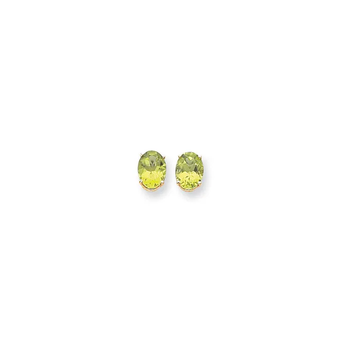 Earrings Goldia 14k Yellow Gold 9x7mm Oval Peridot Checker Earrings