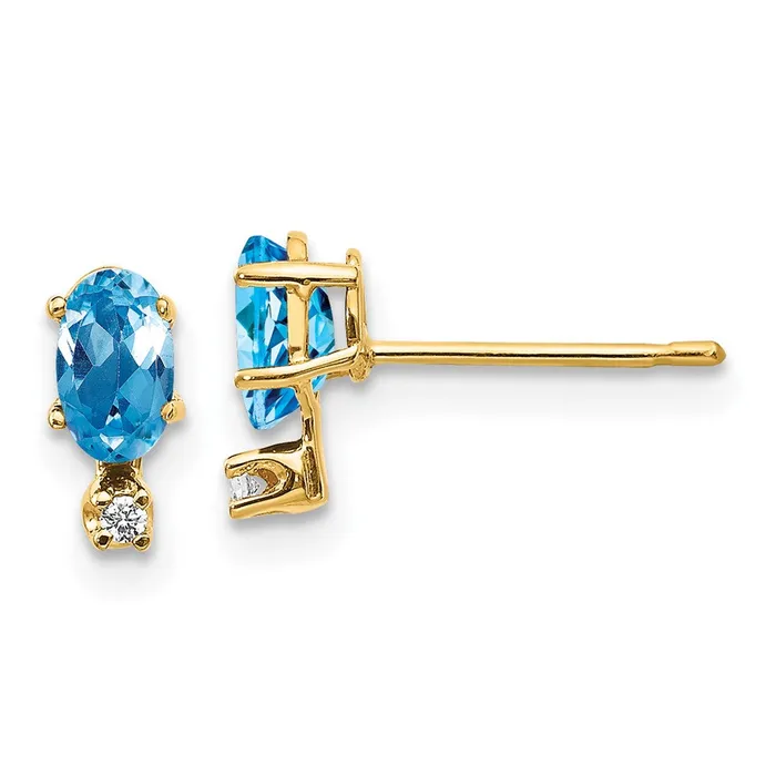 Earrings goldiaca 14k Diamond and Blue Topaz Birthstone Earrings