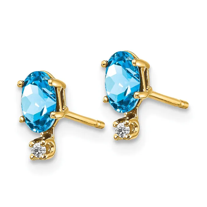Earrings goldiaca 14k Diamond and Blue Topaz Birthstone Earrings