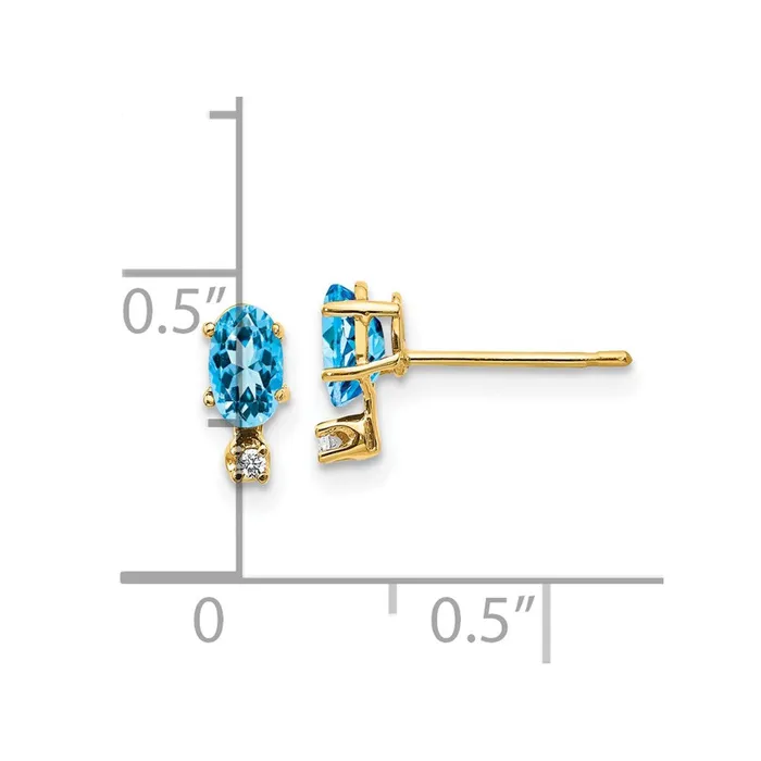 Earrings goldiaca 14k Diamond and Blue Topaz Birthstone Earrings