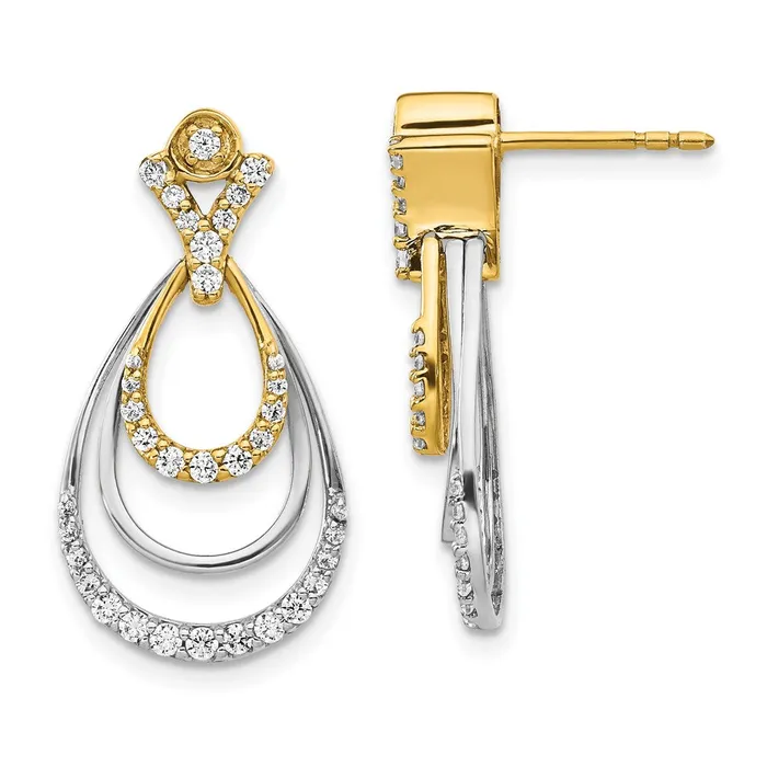 Earrings Goldia Solid 14k Twotone Simulated CZ Teardrop Earrings
