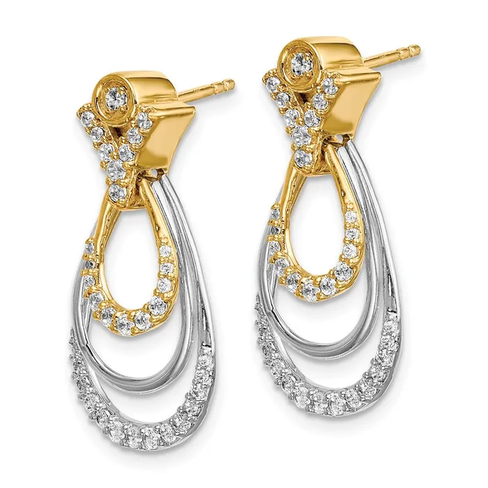 Earrings Goldia Solid 14k Twotone Simulated CZ Teardrop Earrings Earrings Goldia Solid 14k Twotone Simulated CZ Teardrop Earrings