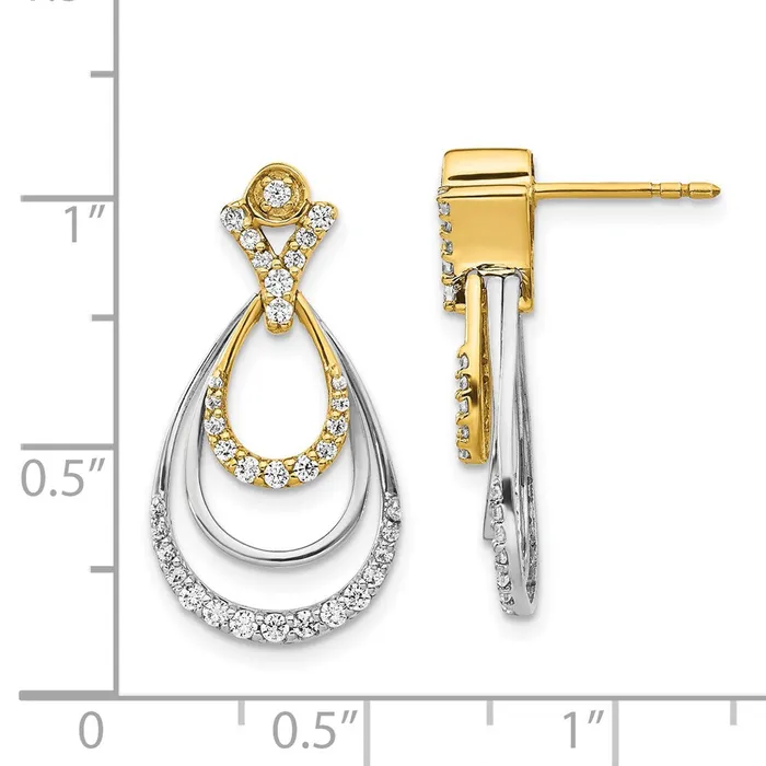 Earrings Goldia Solid 14k Twotone Simulated CZ Teardrop Earrings Earrings Goldia Solid 14k Twotone Simulated CZ Teardrop Earrings