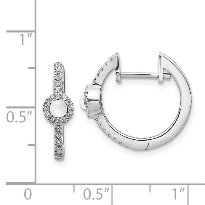 Earrings Goldia Solid 14k White Gold Simulated CZ Cabochon Topaz Earrings