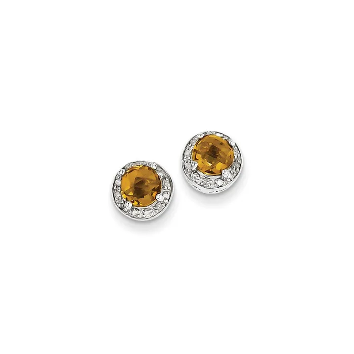 Earrings Goldia Sterling Silver Diamond Whiskey Quartz Earrings