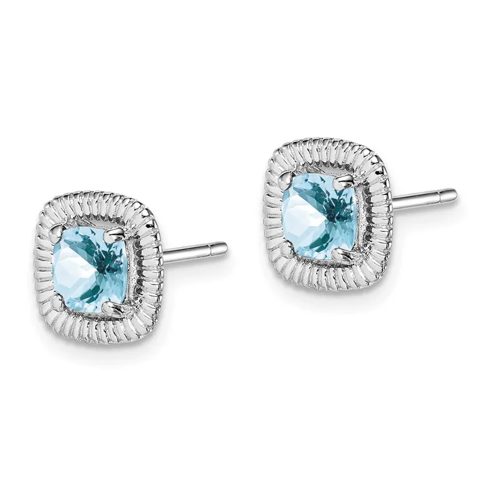 Earrings Goldia Sterling Silver Rhodplat Aquamarine Square Post Earrings