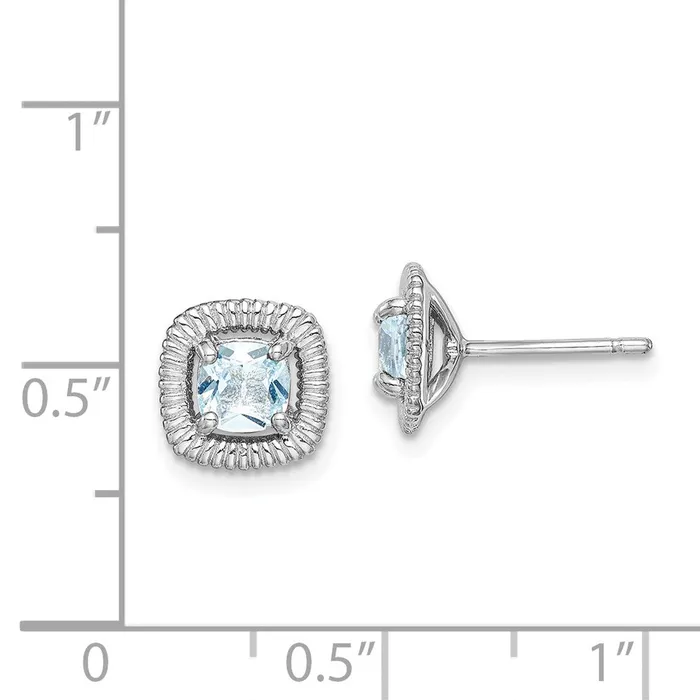 Earrings Goldia Sterling Silver Rhodplat Aquamarine Square Post Earrings