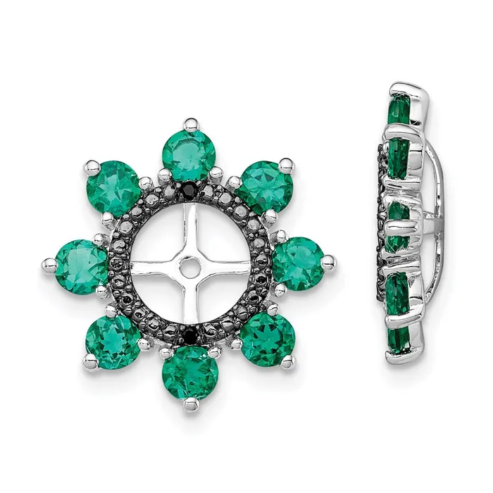 Earrings Goldia Sterling Silver Rhodium Created Emerald u0026 Black Sapphire Earring Jacket