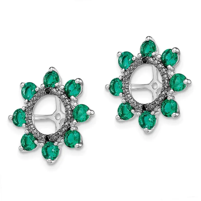 Earrings Goldia Sterling Silver Rhodium Created Emerald u0026 Black Sapphire Earring Jacket