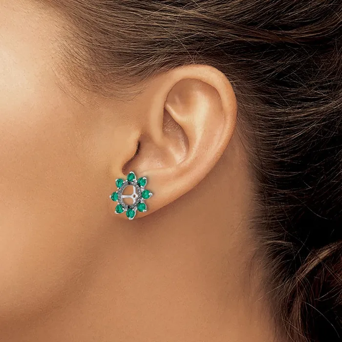 Earrings Goldia Sterling Silver Rhodium Created Emerald u0026 Black Sapphire Earring Jacket