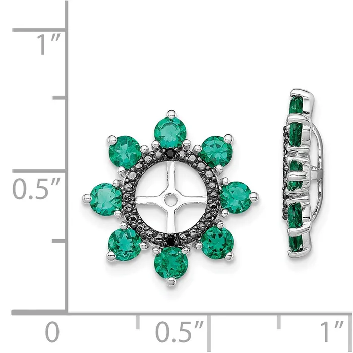 Earrings Goldia Sterling Silver Rhodium Created Emerald u0026 Black Sapphire Earring Jacket