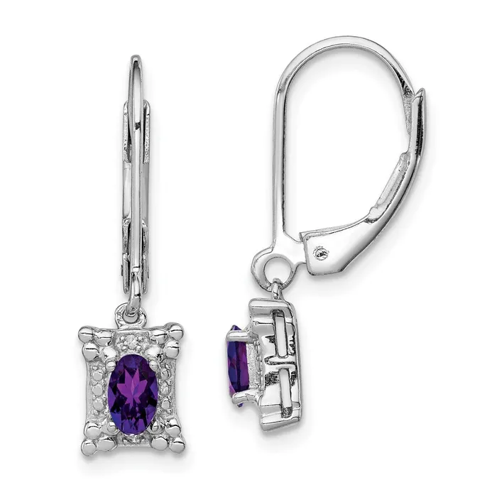 Earrings Goldia Sterling Silver Rhodiumplated Amethyst Diamond Earrings