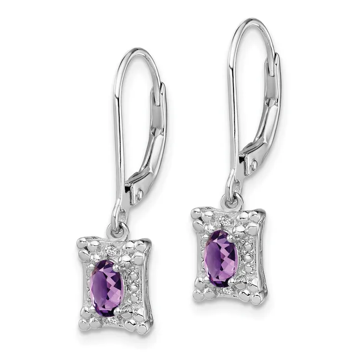 Earrings Goldia Sterling Silver Rhodiumplated Amethyst Diamond Earrings