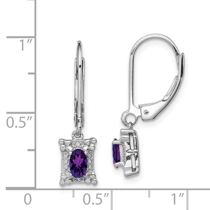 Earrings Goldia Sterling Silver Rhodiumplated Amethyst Diamond Earrings