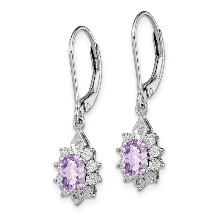 Earrings Goldia Sterling Silver Rhodiumplated Diamond and Pink Quartz Earrings