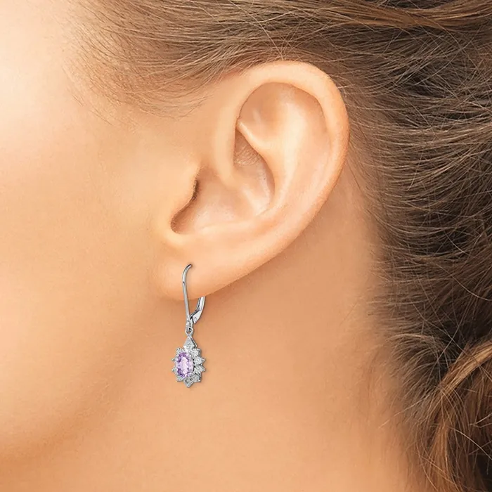 Earrings Goldia Sterling Silver Rhodiumplated Diamond and Pink Quartz Earrings