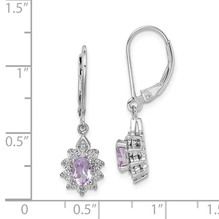 Earrings Goldia Sterling Silver Rhodiumplated Diamond and Pink Quartz Earrings