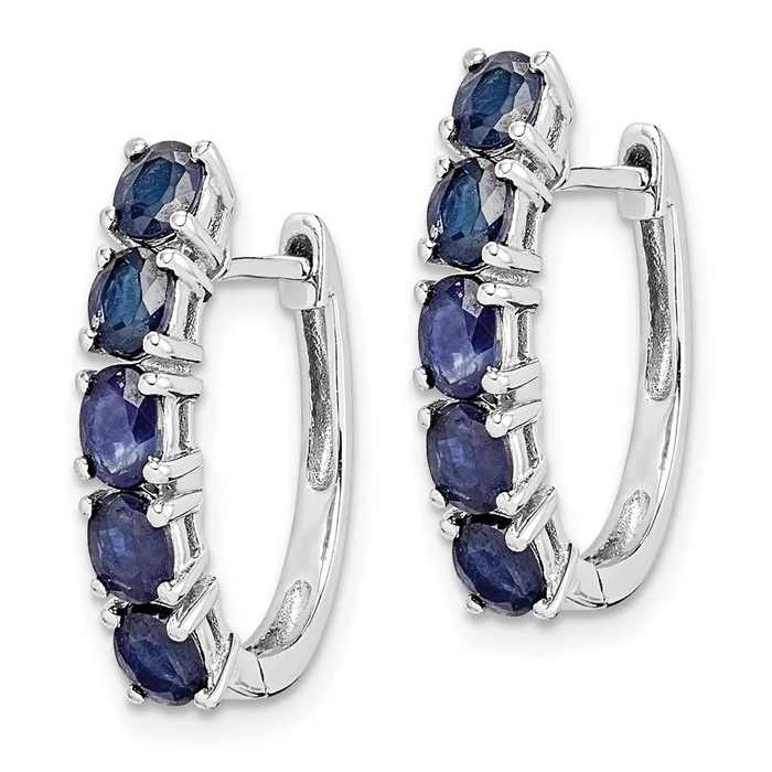 Earrings Goldia Sterling Silver Rhodiumplated Polished Sapphire Hinged Hoop Earrings