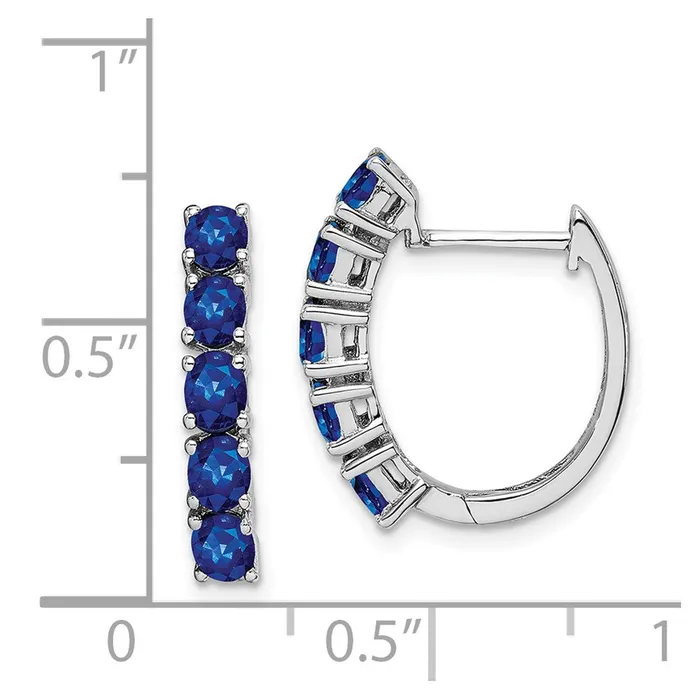 Earrings Goldia Sterling Silver Rhodiumplated Polished Sapphire Hinged Hoop Earrings