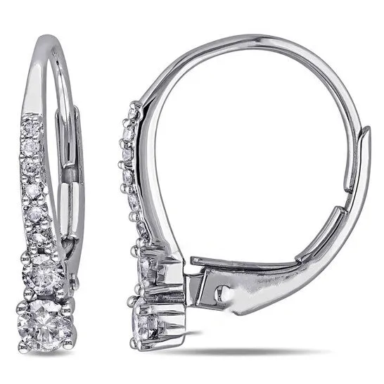 Earrings JMS always Original AMOUR 13 CT TW Diamond Leverback Earrings In 10K White Gold