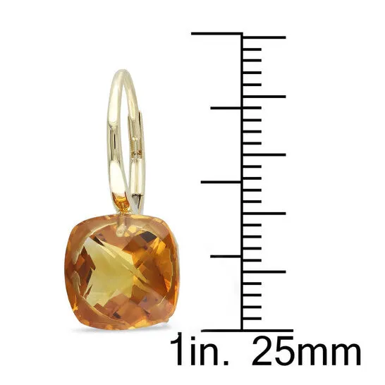 Earrings JMS always Original AMOUR 8 12 CT TGW Cushion Cut Checkerboard Madeira Citrine Leverback Earrings In 14K Yellow Gold Earrings JMS always Original AMOUR 8 12 CT TGW Cushion Cut Checkerboard Madeira Citrine Leverback Earrings In 14K Yellow Gold
