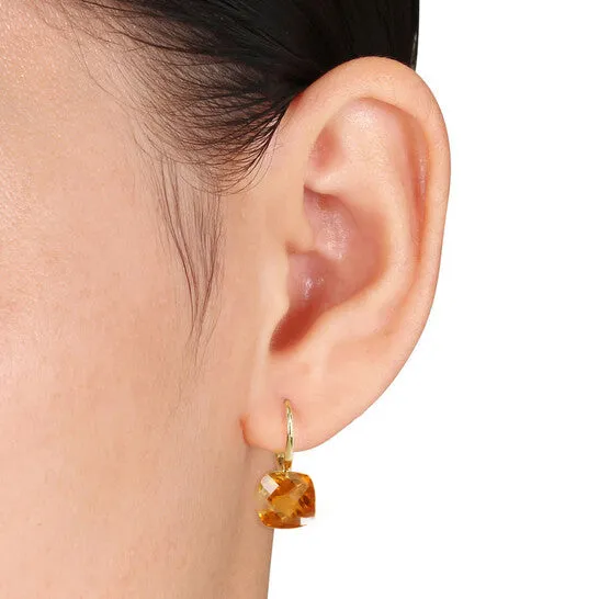 Earrings JMS always Original AMOUR 8 12 CT TGW Cushion Cut Checkerboard Madeira Citrine Leverback Earrings In 14K Yellow Gold Earrings JMS always Original AMOUR 8 12 CT TGW Cushion Cut Checkerboard Madeira Citrine Leverback Earrings In 14K Yellow Gold