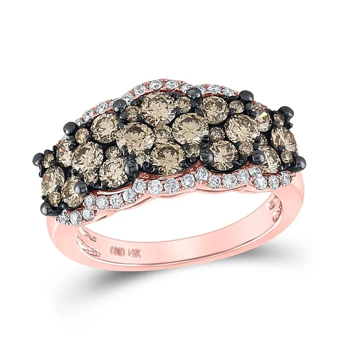 gndatlanta 14k Rose Gold Round Brown Diamond Band Ring 2 Cttw Rings