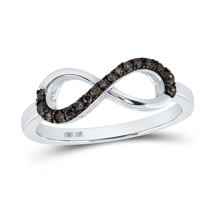 gndatlanta 14k White Gold Round Brown Diamond Infinity Ring 15 Cttw Rings gndatlanta 14k White Gold Round Brown Diamond Infinity Ring 15 Cttw Rings