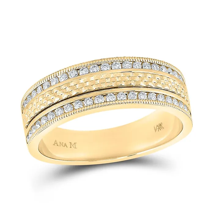 gndatlanta 14k Yellow Gold Round Diamond Wedding Band Ring 12 Cttw Rings