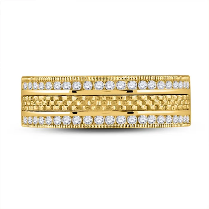 gndatlanta 14k Yellow Gold Round Diamond Wedding Band Ring 12 Cttw Rings