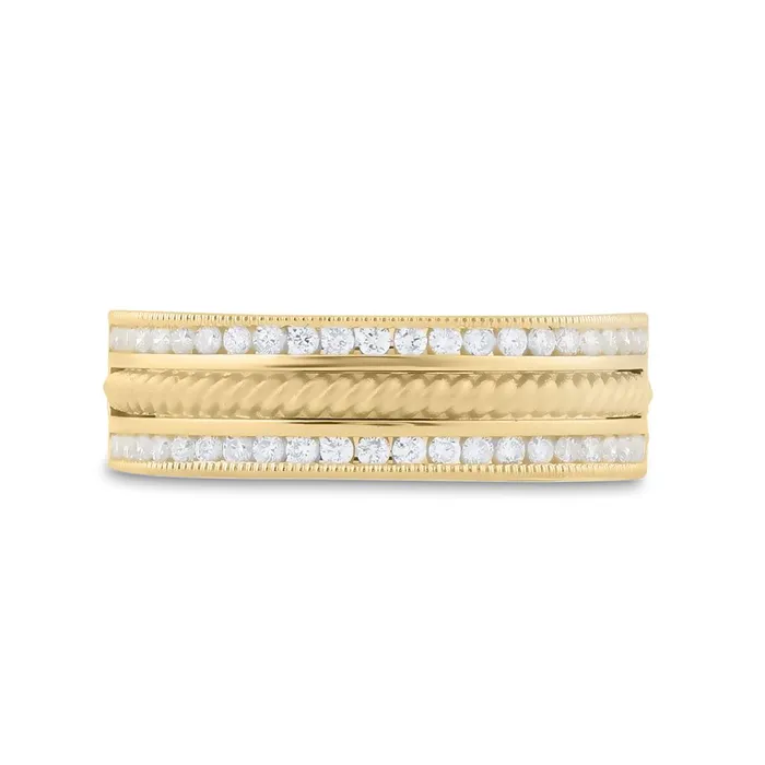 gndatlanta 14k Yellow Gold Round Diamond Wedding Rope Inlay Band Ring 12 Cttw Rings